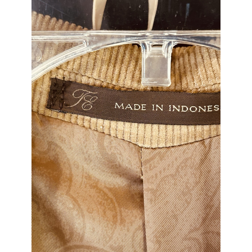 Tasso Elba Mens Tan 3 Button Corduroy Blazer Jacket Large 42-44 Sport Coat - Picture 9 of 10